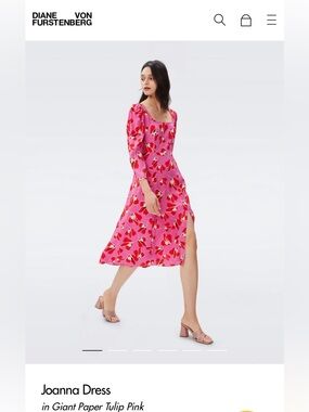 Diane von Furstenberg DVF Joanna Dress Giant Paper Tulip Pink — Size 2